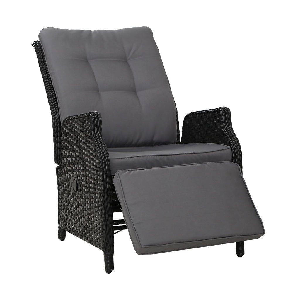 Elara Outdoor Recliner Patio Chair Black - Furniture > Outdoor - Bedzy Australia