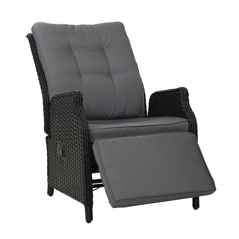 Elara Outdoor Recliner Patio Chair Black - Furniture > Outdoor - Bedzy Australia