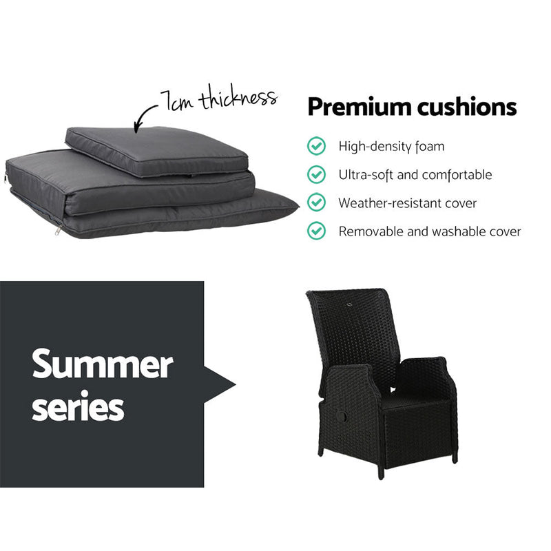 Elara Outdoor Recliner Patio Chair Black - Bedzy Australia (ABN 18 642 972 209) - Furniture > Outdoor - Cheap affordable bedroom furniture shop near me Australia
