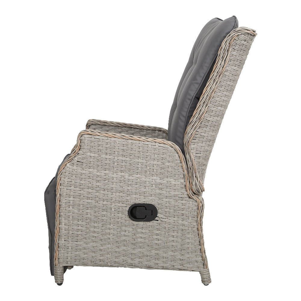 Elara Outdoor Recliner Patio Chair Grey - Furniture > Outdoor - Bedzy Australia