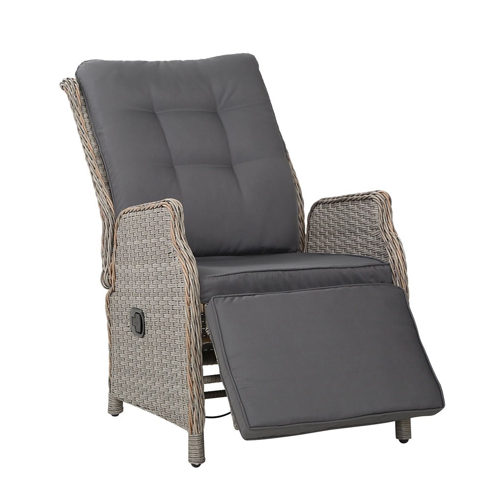 Elara Outdoor Recliner Patio Chair Grey - Furniture > Outdoor - Bedzy Australia
