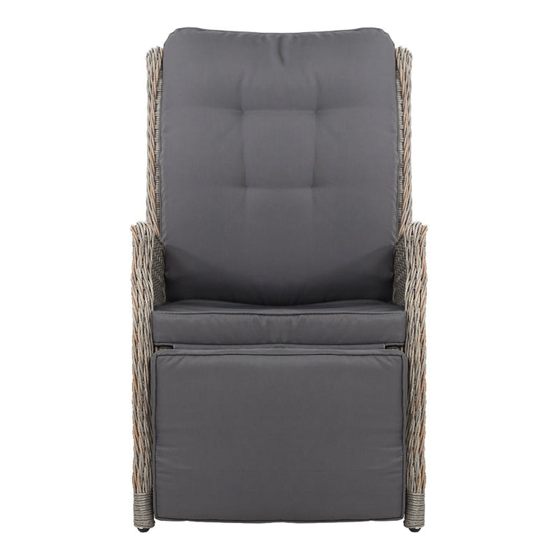 Elara Outdoor Recliner Patio Chair Grey - Furniture > Outdoor - Bedzy Australia