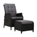 Ella Outdoor Recliner Patio Chair Black