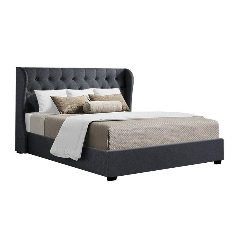 Elouera King Frame With Gas Lift Storage Charcoal - Bedzy Australia - Furniture > Bedroom