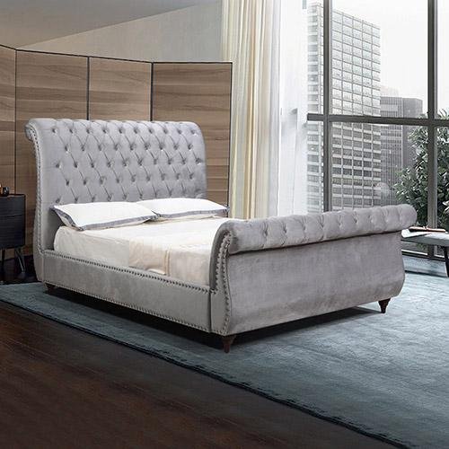 Elsa Deluxe Queen Bed Frame Navy Grey - Bedzy Australia