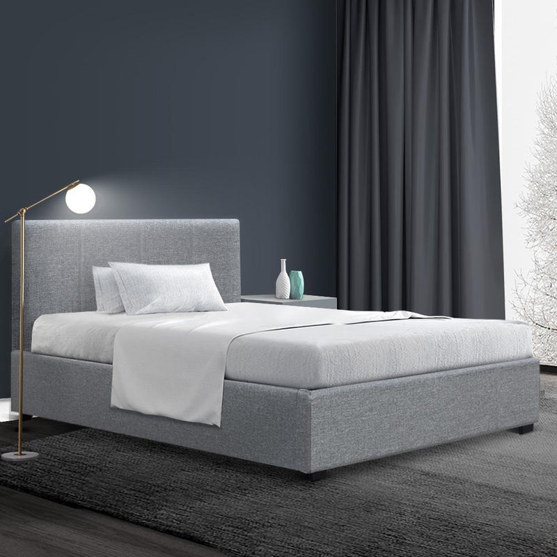 Elwood Storage King Single Bed Frame Grey - Bedzy Australia