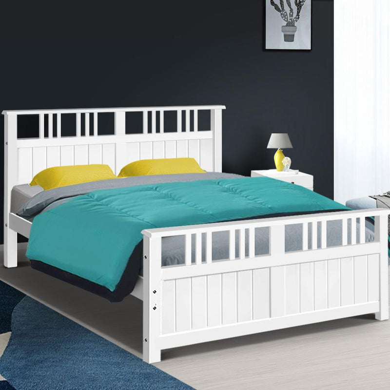 Eva Timber Queen Bed Base White - Bedzy Australia - Furniture > Bedroom