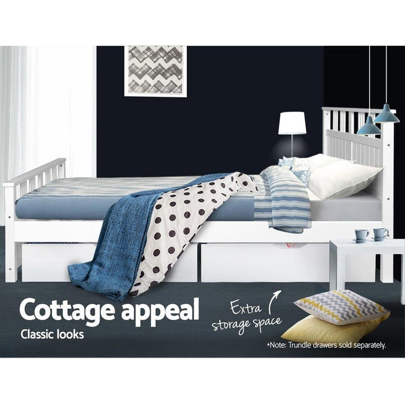 Eva Timber Queen Bed Base White - Bedzy Australia - Furniture > Bedroom
