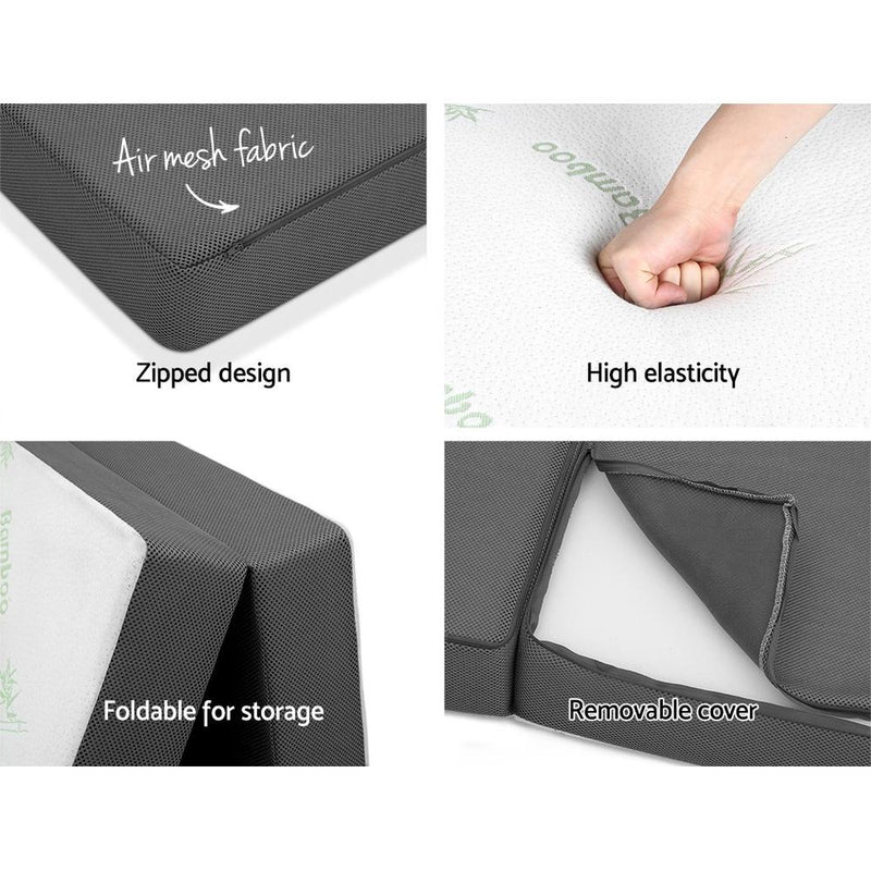 Folding Foam Portable Mattress Bamboo Fabric - Bedzy Australia