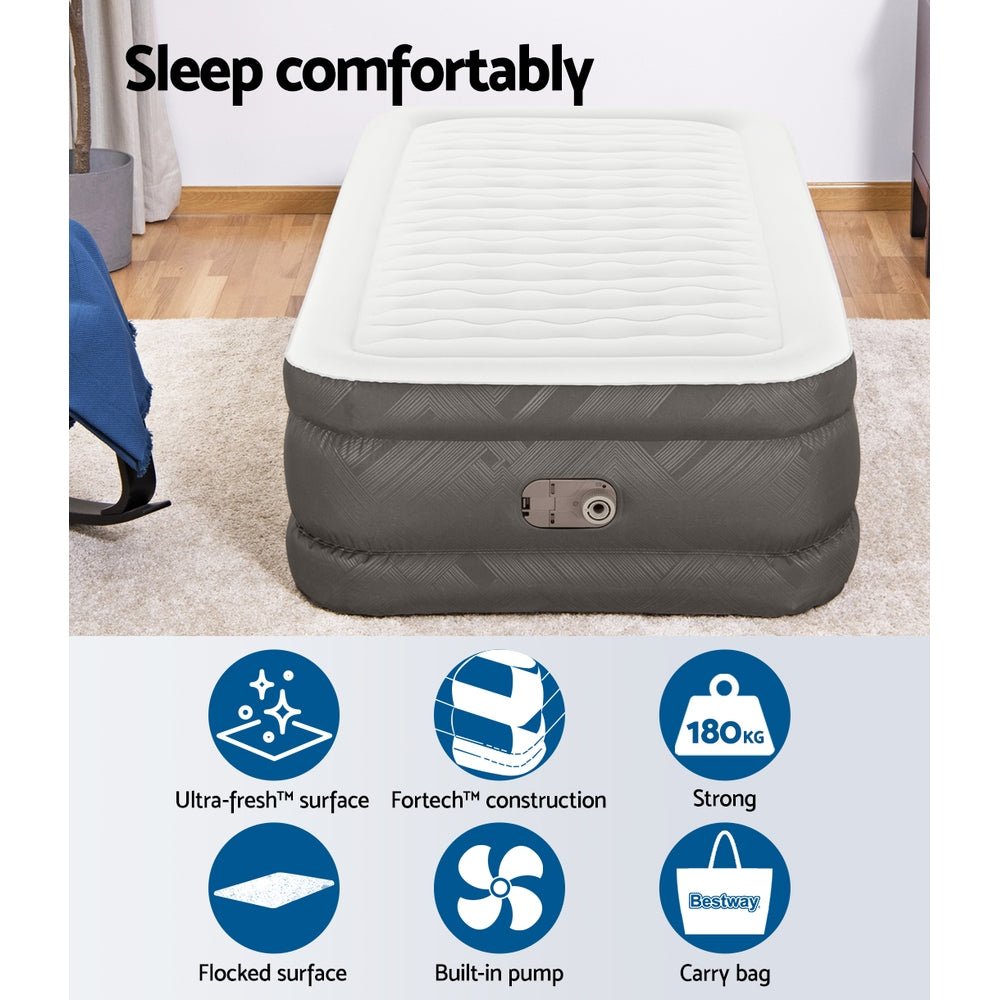 46 CM Thickness Fortech™ Air Bed Inflatable Mattress with Built in Pump - Single Size - Outdoor > Camping - Bedzy Australia