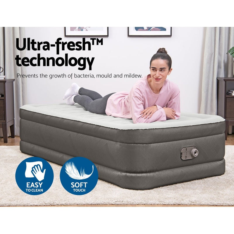 46 CM Thickness Fortech™ Air Bed Inflatable Mattress with Built in Pump - Single Size - Outdoor > Camping - Bedzy Australia