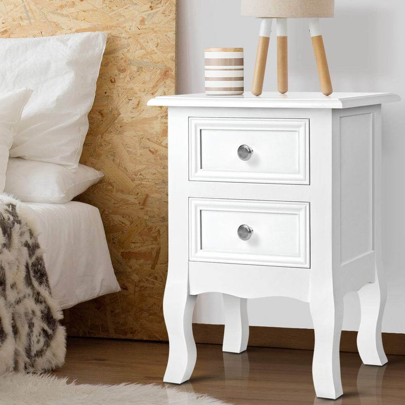 French Provincial Bedside Table White - Bedzy Australia