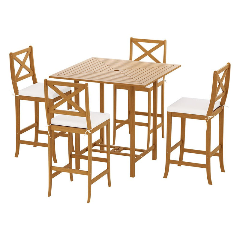 Gardeon Outdoor Bar Table 6 Chairs Stools Set Patio Dining Furniture Acacia Wood - Bedzy Australia (ABN 18 642 972 209) - Furniture > Outdoor