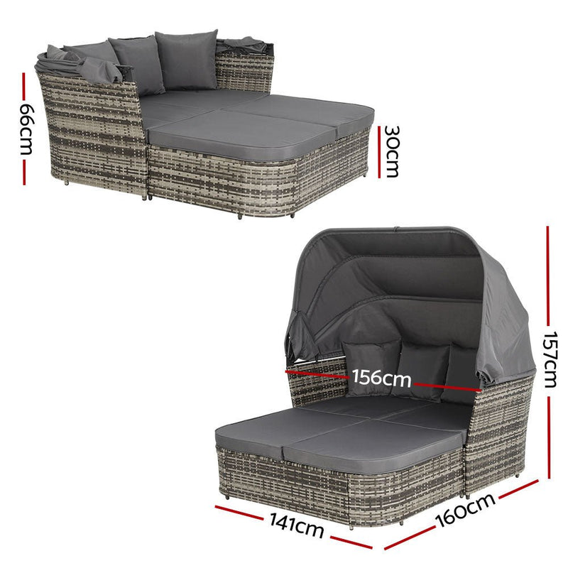 Extra Large Outdoor Day Bed With Canopy Grey - Bedzy Australia (ABN 18 642 972 209) - Furniture > Outdoor - Cheap affordable bedroom furniture shop near me Australia