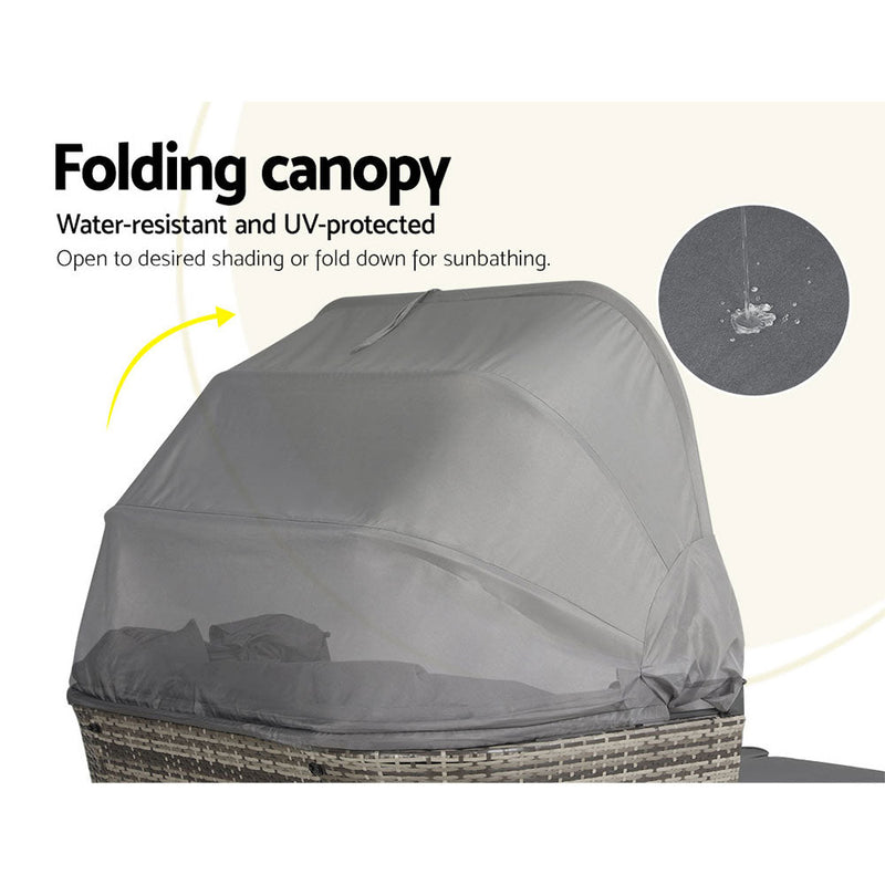 Extra Large Outdoor Day Bed With Canopy Grey - Furniture > Outdoor - Bedzy Australia