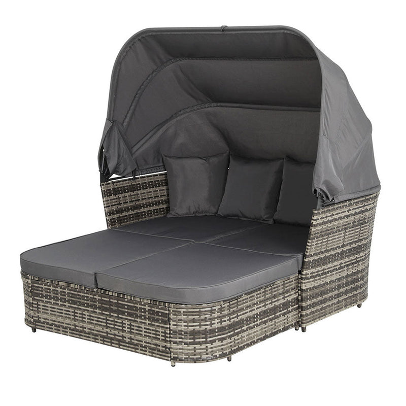 Extra Large Outdoor Day Bed With Canopy Grey - Furniture > Outdoor - Bedzy Australia