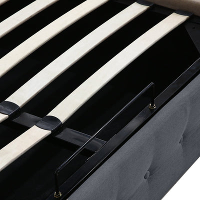 Bendigo King Size Gas Lift Storage Bed Frame Dark Grey - Bedzy Australia