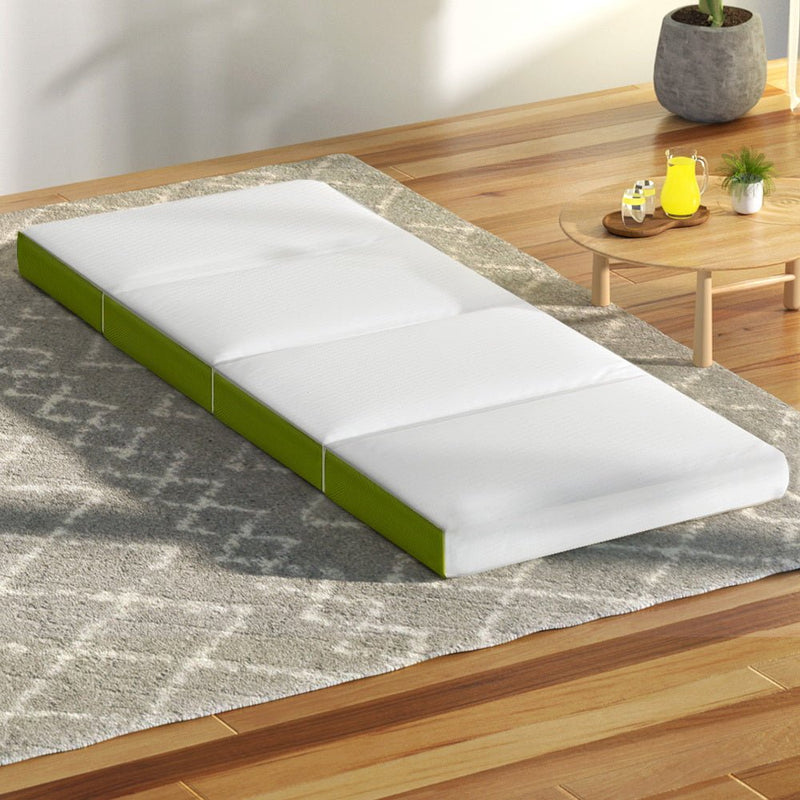 Giselle Bedding Foldable Mattress 4-FOLD Folding Bed Mat Camping Single Green - Bedzy Australia (ABN 18 642 972 209) - Outdoor > Camping