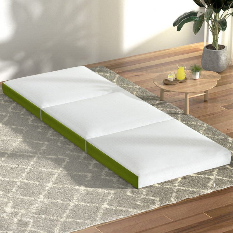Foldable Mattress Folding Bed Mat Camping Trifold Single Green - Outdoor > Camping - Bedzy Australia