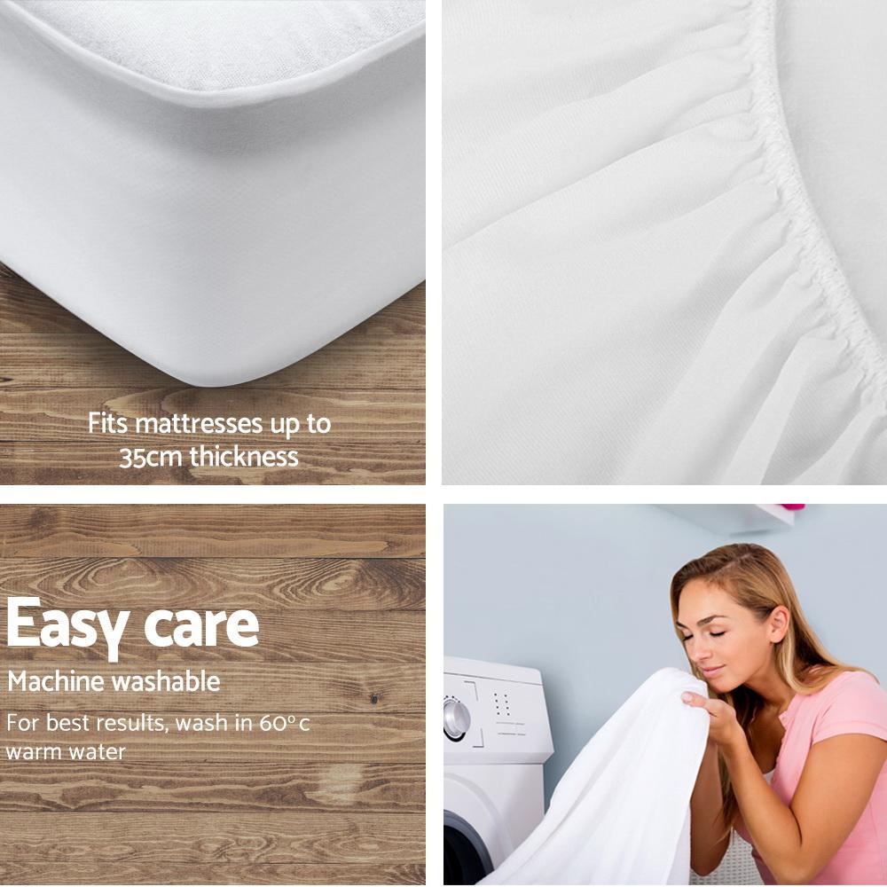 King Single Size Waterproof Bamboo Mattress Protector - Bedzy Australia