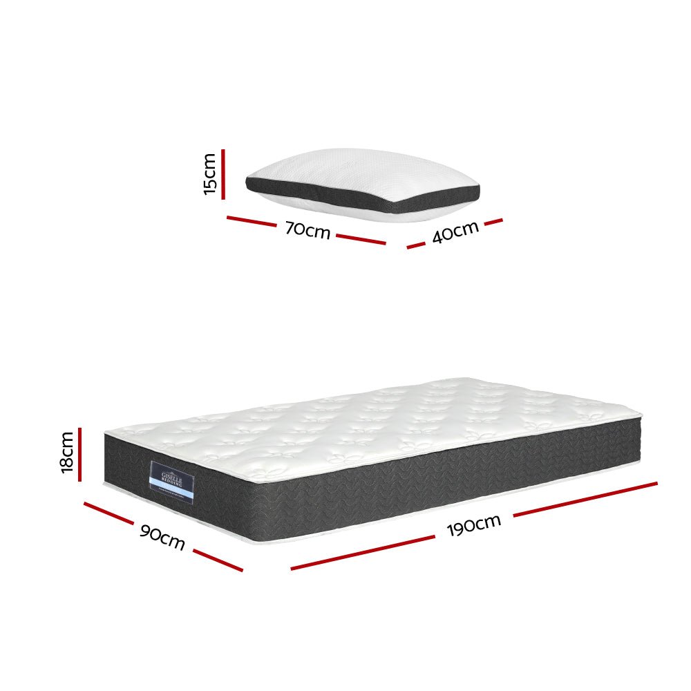 Aura Series Medium Soft Mattress With Bonus Pillow - Single - Furniture > Mattresses - Bedzy Australia