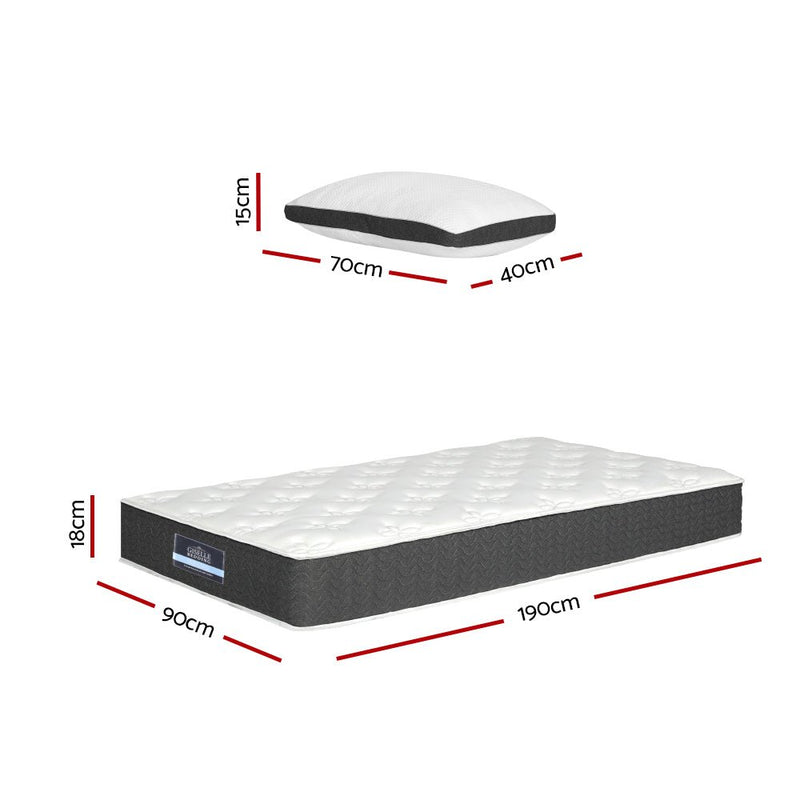 Aura Series Medium Soft Mattress With Bonus Pillow - Single - Furniture > Mattresses - Bedzy Australia