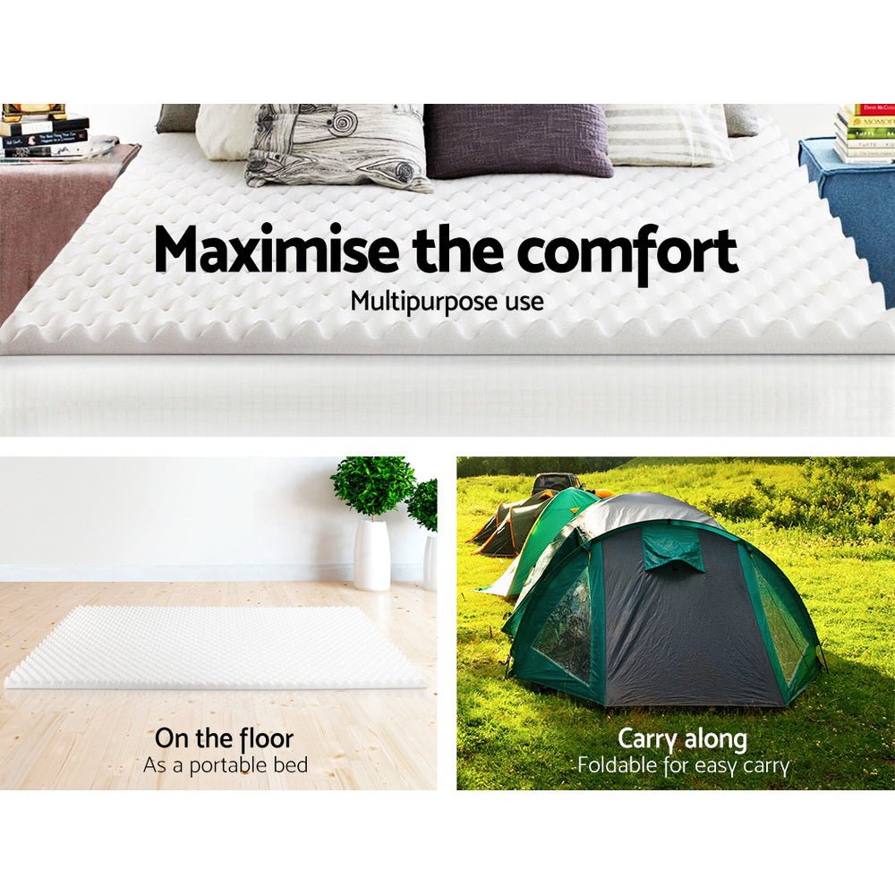 Giselle Bedding Mattress Topper Egg Crate Foam Toppers Bed Protector Underlay Q - Furniture > Mattresses - Bedzy Australia