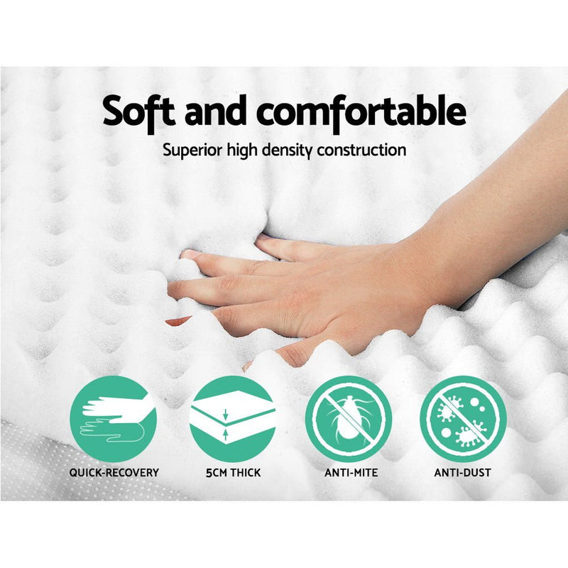 Giselle Bedding Mattress Topper Egg Crate Foam Toppers Bed Protector Underlay Q - Furniture > Mattresses - Bedzy Australia