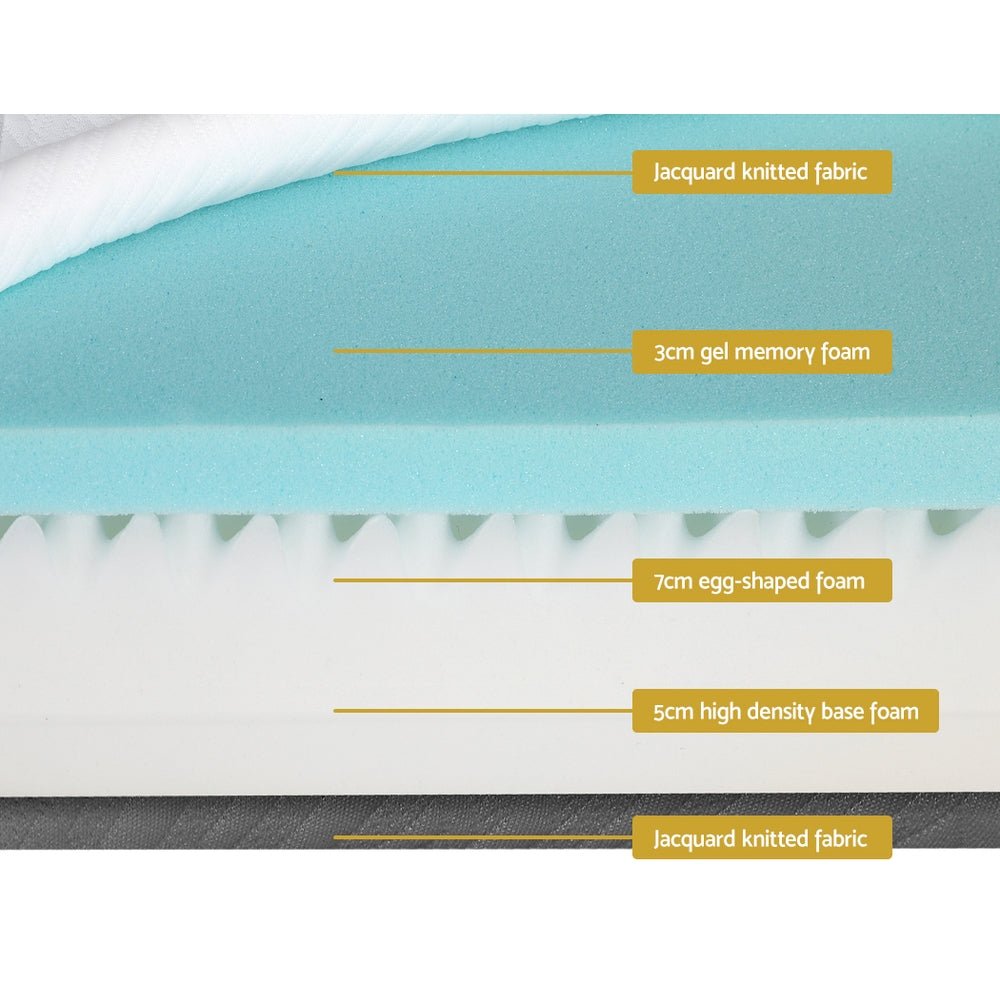 Zero Spring Cool Gel Memory Foam Mattress 15CM Thick - Queen - Furniture > Mattresses - Bedzy Australia