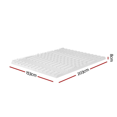 Memory Foam Mattress Topper 7-Zone Airflow Pad 8cm Queen White - Furniture > Mattresses - Bedzy Australia