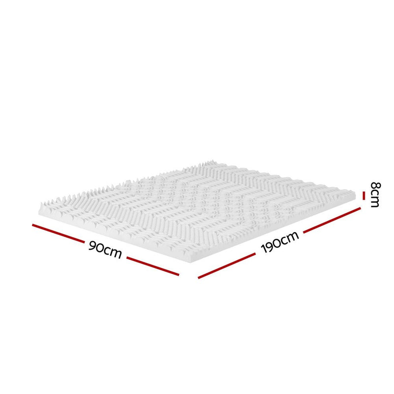 7-Zone Airflow Memory Foam Mattress Topper 8cm Thick - Single - Furniture > Mattresses - Bedzy Australia
