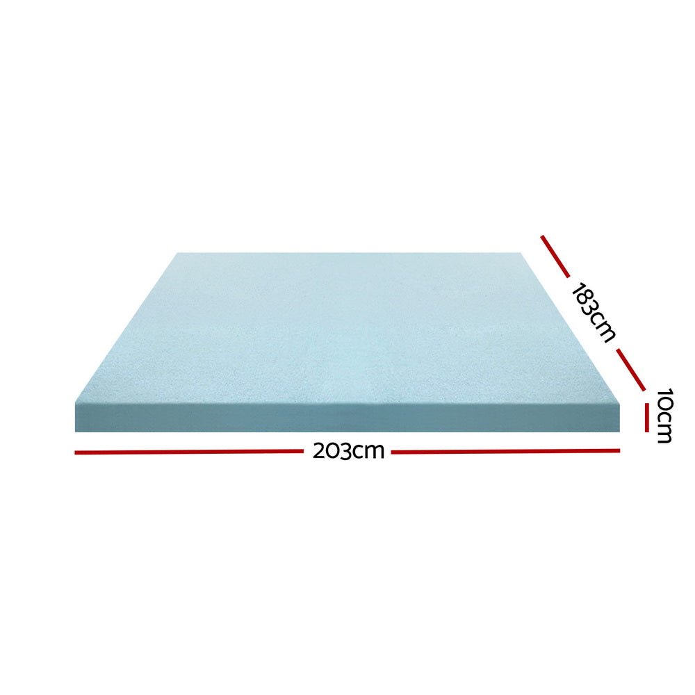10cm Thick Deluxe Memory Foam Mattress Topper Cool Gel - King - Furniture > Mattresses - Bedzy Australia