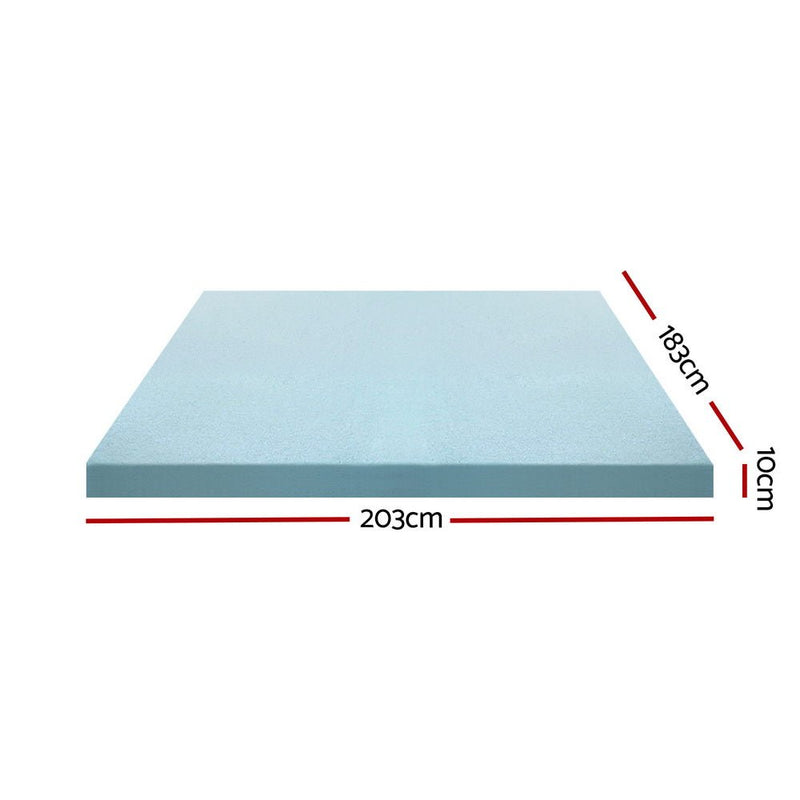 10cm Thick Deluxe Memory Foam Mattress Topper Cool Gel - King - Furniture > Mattresses - Bedzy Australia