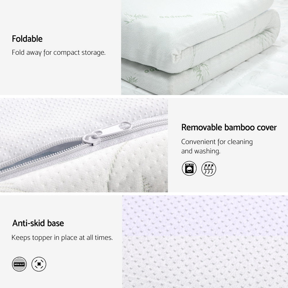 10cm Thick Deluxe Memory Foam Mattress Topper Cool Gel - Single - Furniture > Mattresses - Bedzy Australia