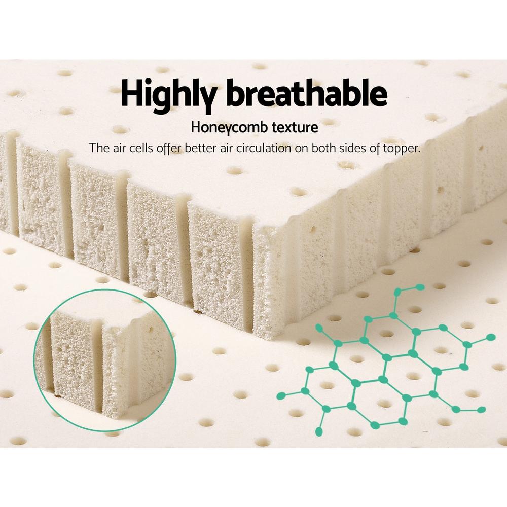 Pure Natural Latex Mattress Topper 7 Zone 5cm Double - Bedzy Australia