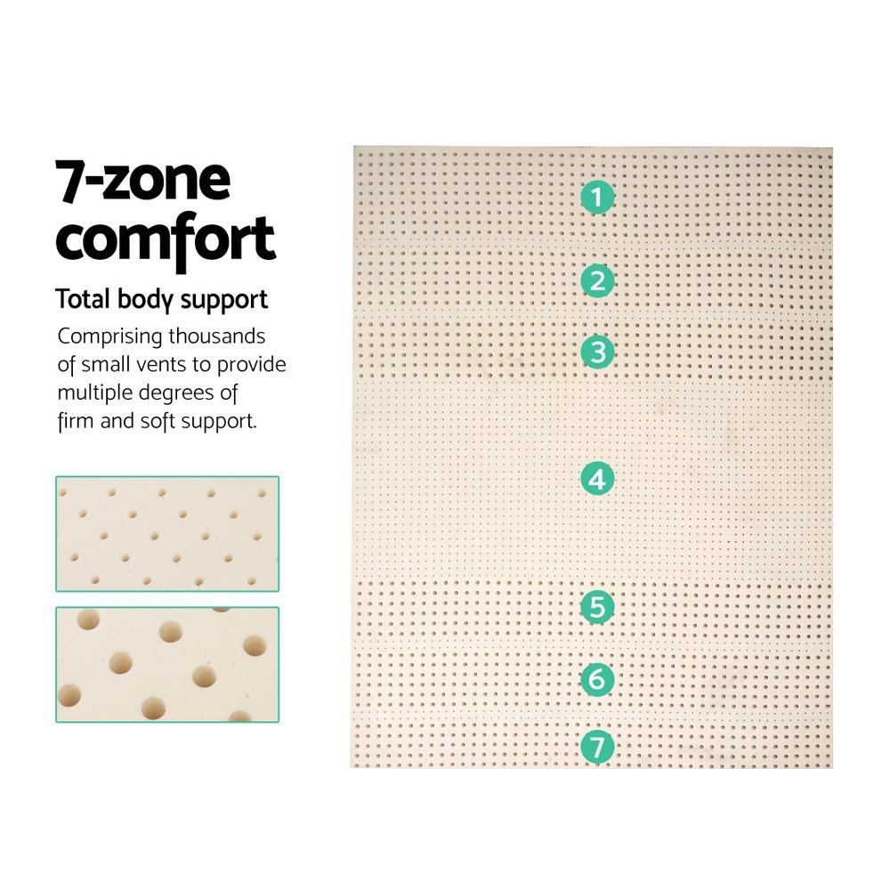 Pure Natural Latex Mattress Topper 7 Zone 5cm Double - Bedzy Australia