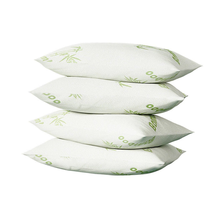 Giselle Hotel Pillow Bed Pillows 4 Pack Family Soft Medium Firm Bamboo Cover - Bedzy Australia (ABN 18 642 972 209) - Home & Garden > Bedding