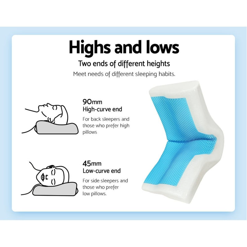 Giselle Memory Foam Pillow Neck Pillows Contour Rebound Cushion Cool Gel Support - Bedzy Australia (ABN 18 642 972 209) - Home & Garden > Bedding