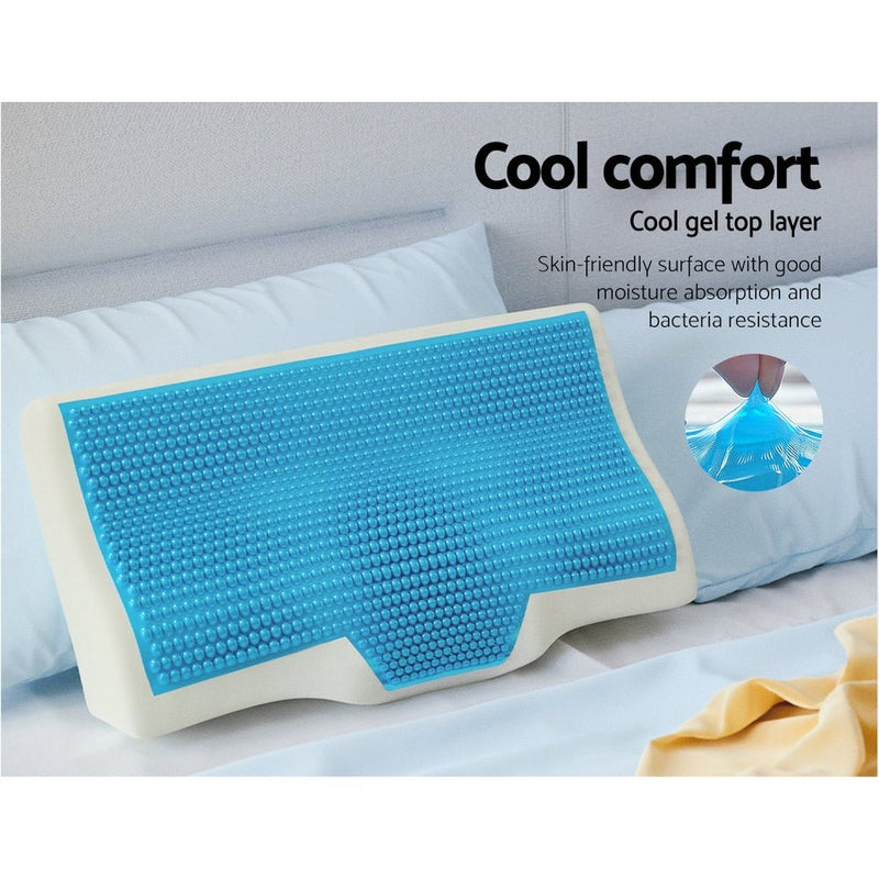 Giselle Memory Foam Pillow Neck Pillows Contour Rebound Cushion Cool Gel Support - Bedzy Australia (ABN 18 642 972 209) - Home & Garden > Bedding