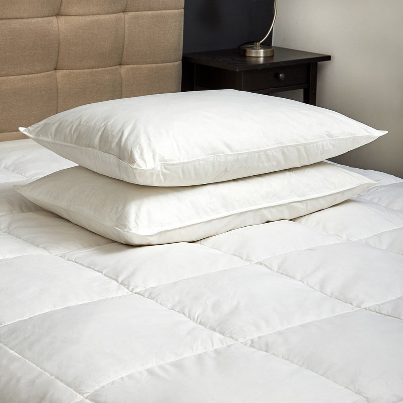 Goose Feather & Down Quilt 500GSM + Goose Feather and Down Pillows 2 Pack Combo Double White - Bedzy Australia