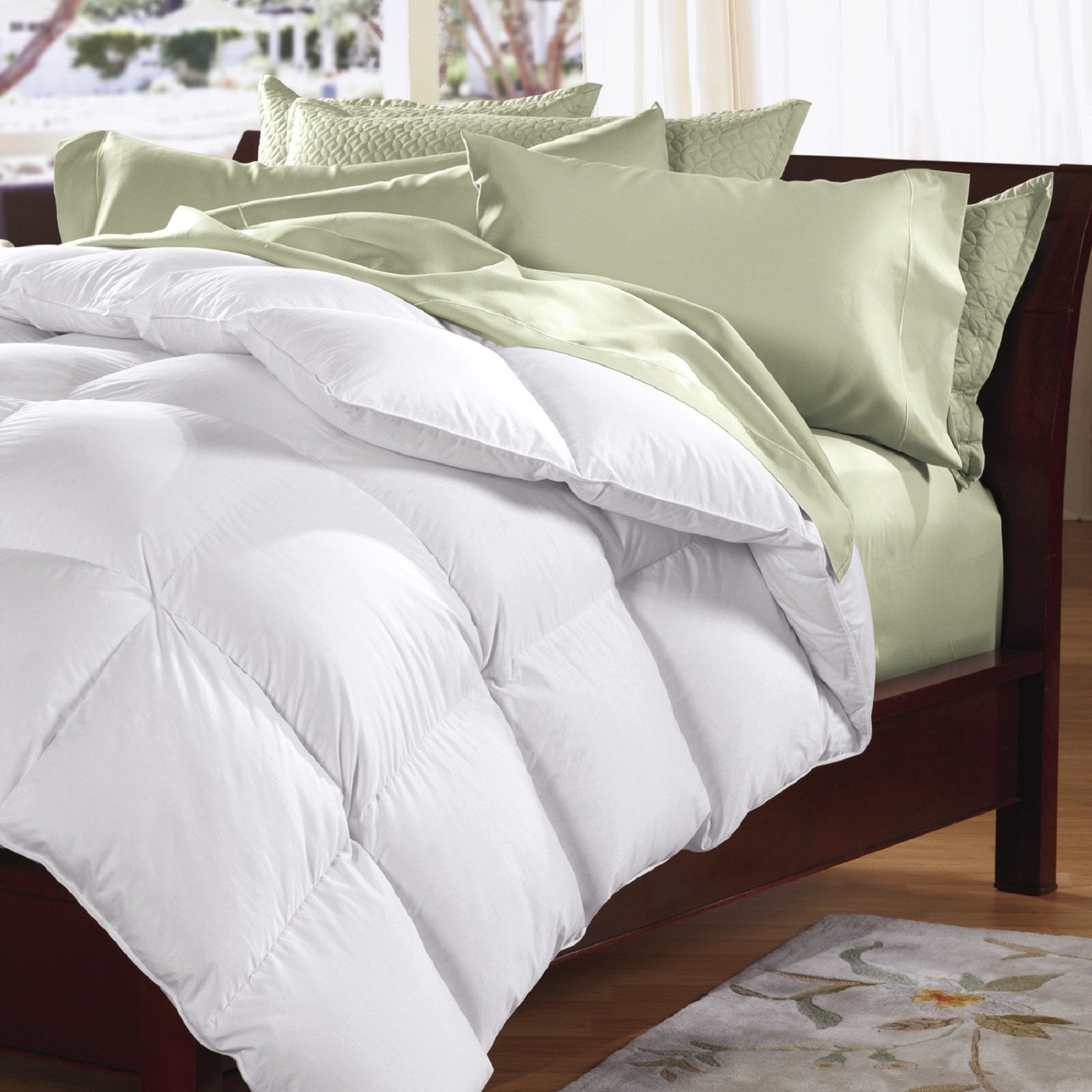 Goose Feather & Down Quilt 500GSM + Goose Feather and Down Pillows 2 Pack Combo Double White - Bedzy Australia