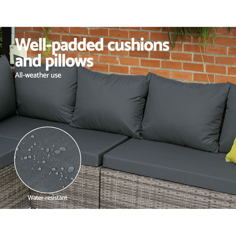 Hamilton 8 Seat Corner Outdoor Dining Setting - Grey - Bedzy Australia (ABN 18 642 972 209) - Furniture > Outdoor