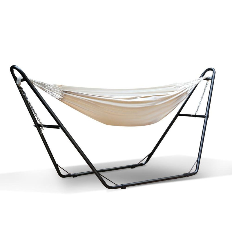 Hammock Bed with Steel Frame Stand - Cream - Bedzy Australia