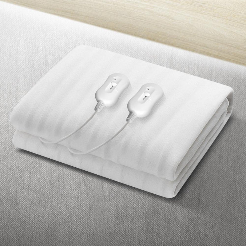 Heated Electric Blanket Washable Fully Fitted Polyester Underlay Pad Double - Bedzy Australia