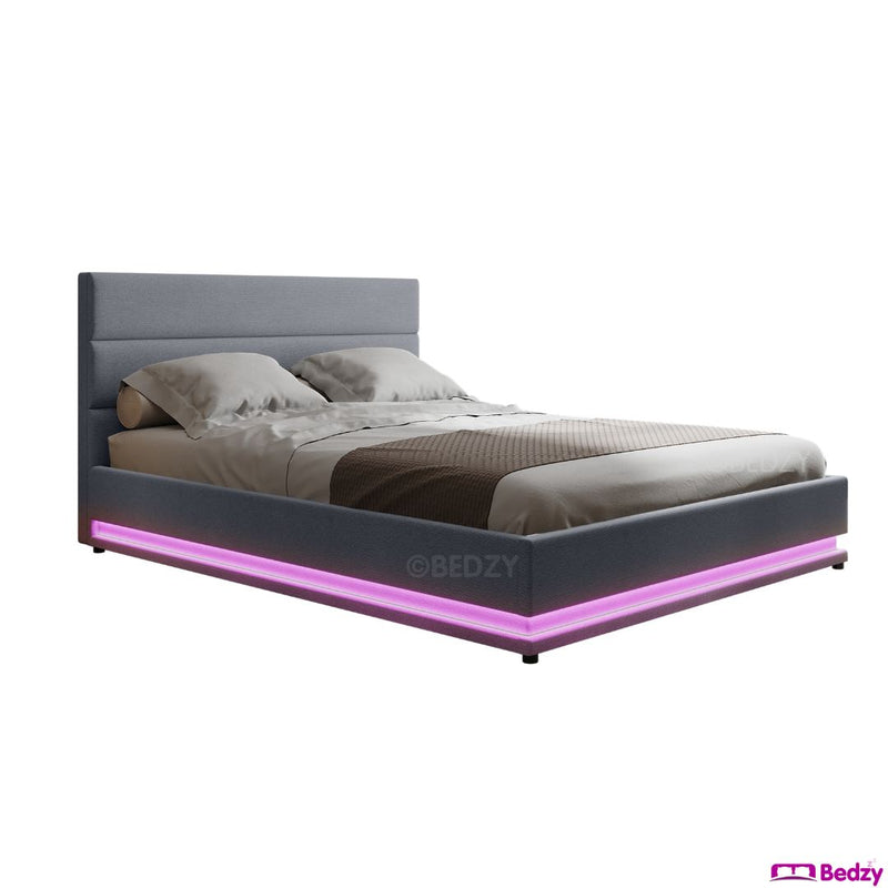 Henley LED Storage Queen Bed Frame Grey - Bedzy Australia (ABN 18 642 972 209) -