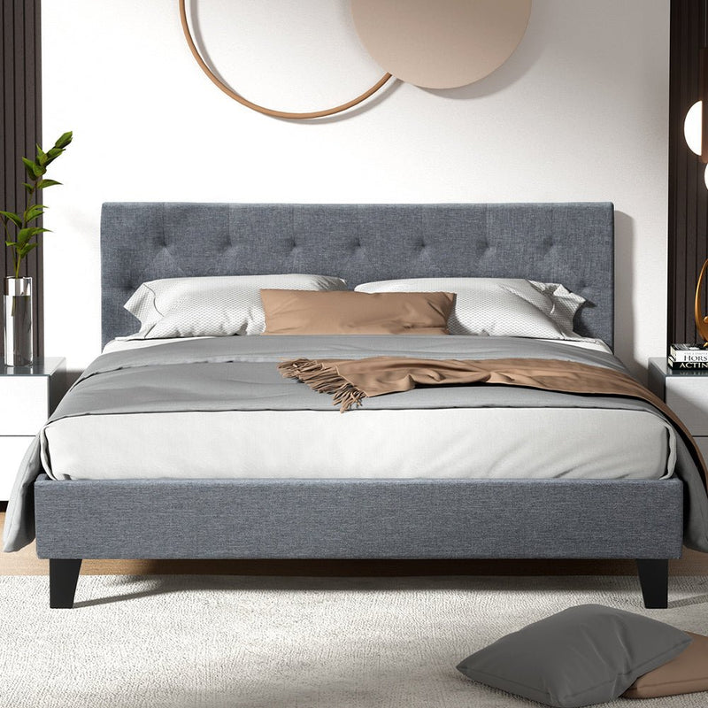 Hyams Queen Bed Frame Grey - Bedzy Australia