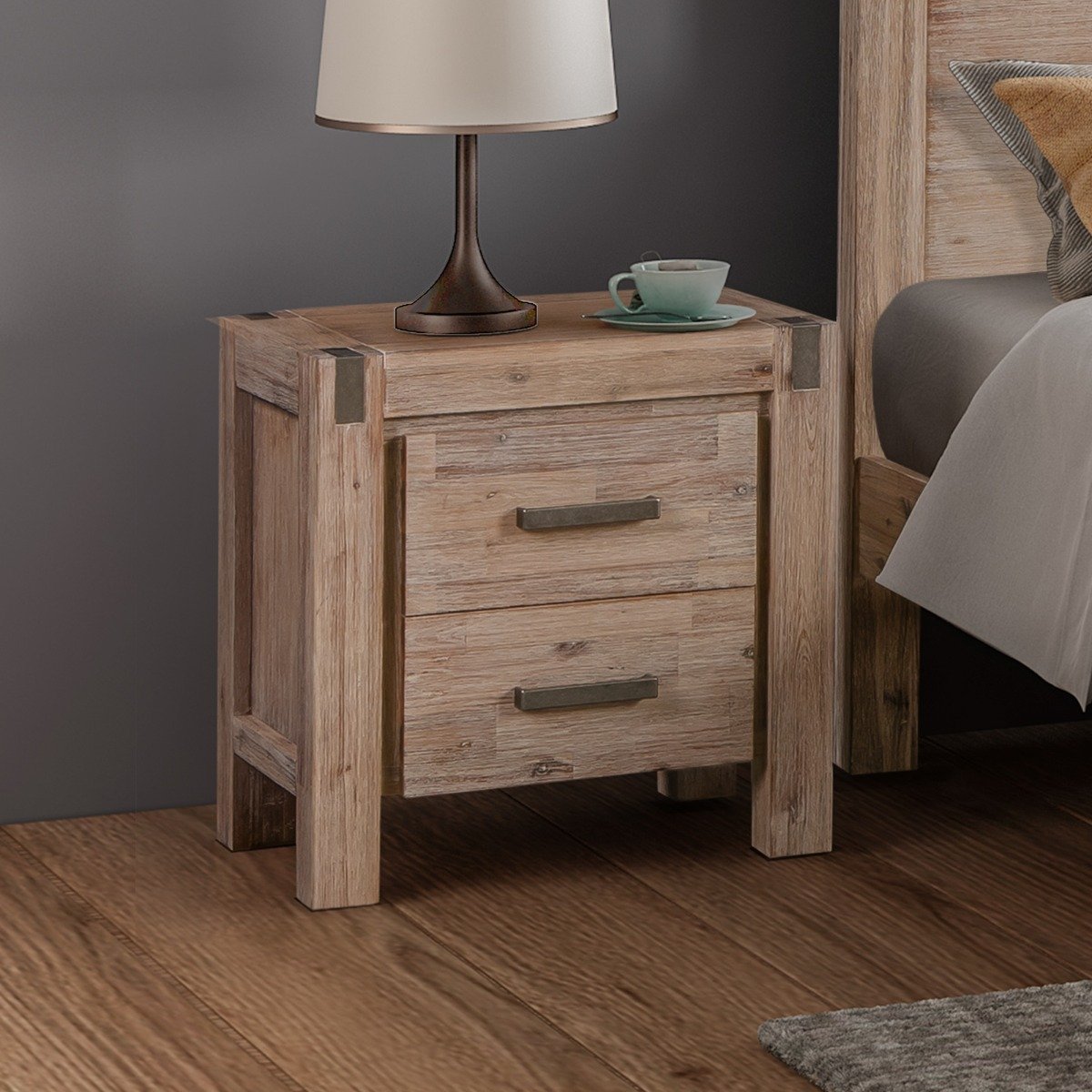 Java Bedside Table Oak - Bedzy Australia