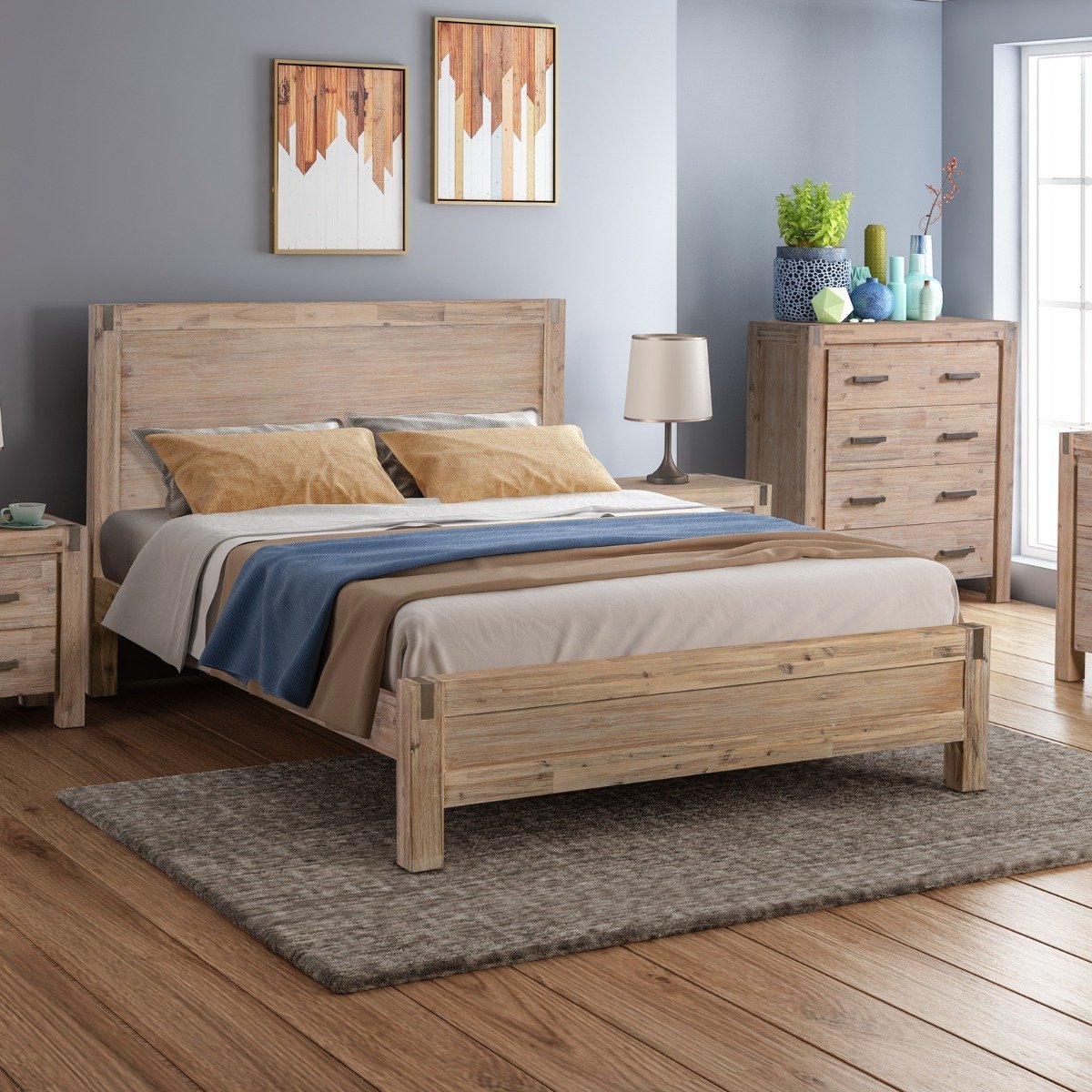 Java Queen Bed Frame Oak - Bedzy Australia