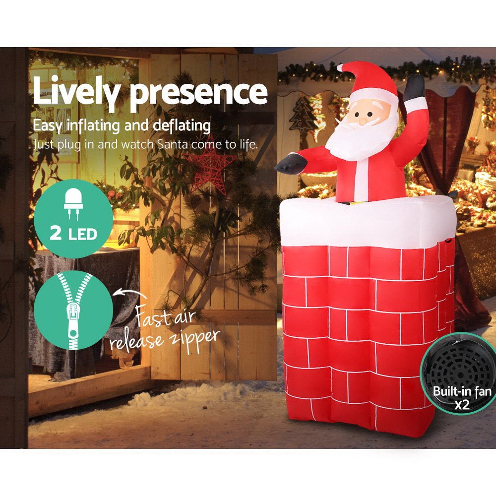1.8M Christmas Inflatable Archway with Santa Xmas Decor LED - Bedzy Australia