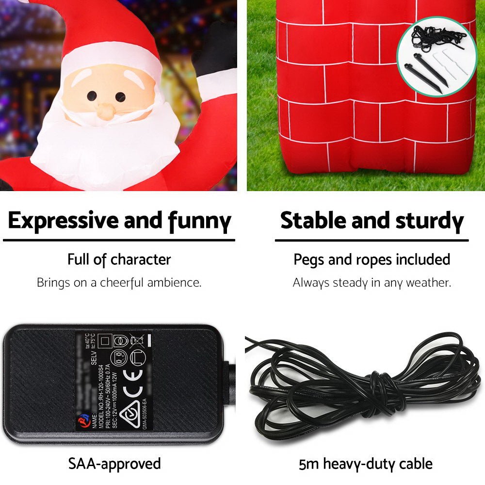 1.8M Christmas Inflatable Archway with Santa Xmas Decor LED - Bedzy Australia